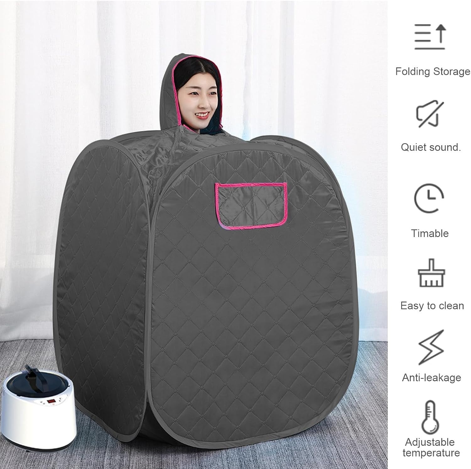 Portable Folding Sauna Box w/ 2L Steam Generator & Remote – Home Spa Tent