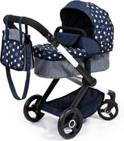 Tall Dolls Pram 3in1 Pushchair Carrycot Buggy Adjustable Handle Toy Set