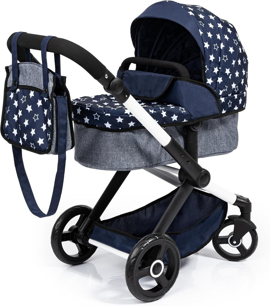 Tall Dolls Pram 3in1 Pushchair Carrycot Buggy Adjustable Handle Toy Set
