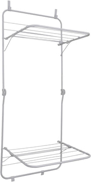 2 Tier Over Door Clothes Airer Drying Rack Space Saving 8.5m White