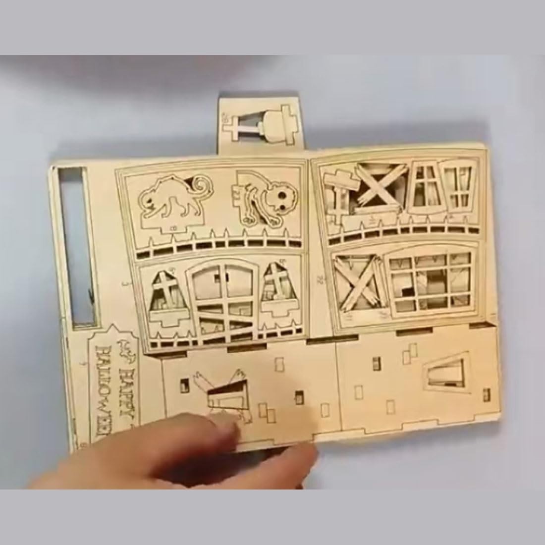 3D Wooden Halloween Puzzle House Kit | DIY Bamboo Model, Fun & Creative
