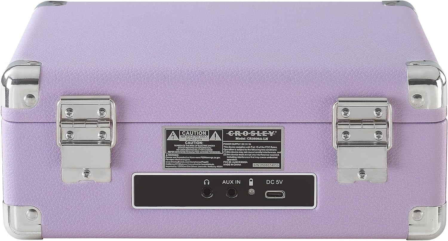 Vintage Suitcase CD Player Bluetooth FM Radio Rechargeable Speakers Purple
