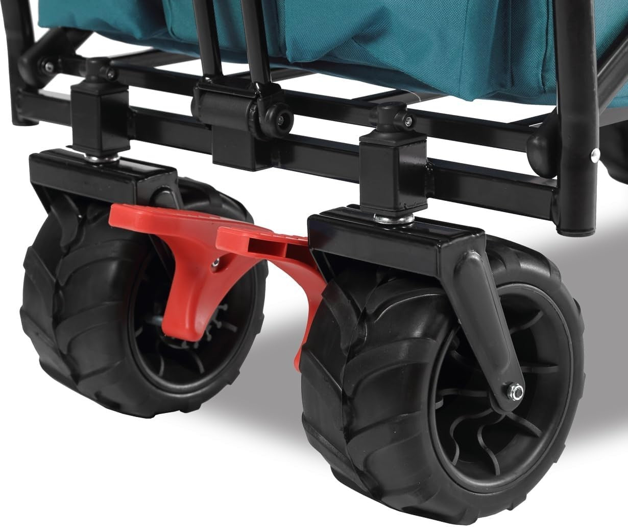 Blue Beach Wagon Foldable Cart w/ Roof Extra-Wide Wheels Push Handle & Brake