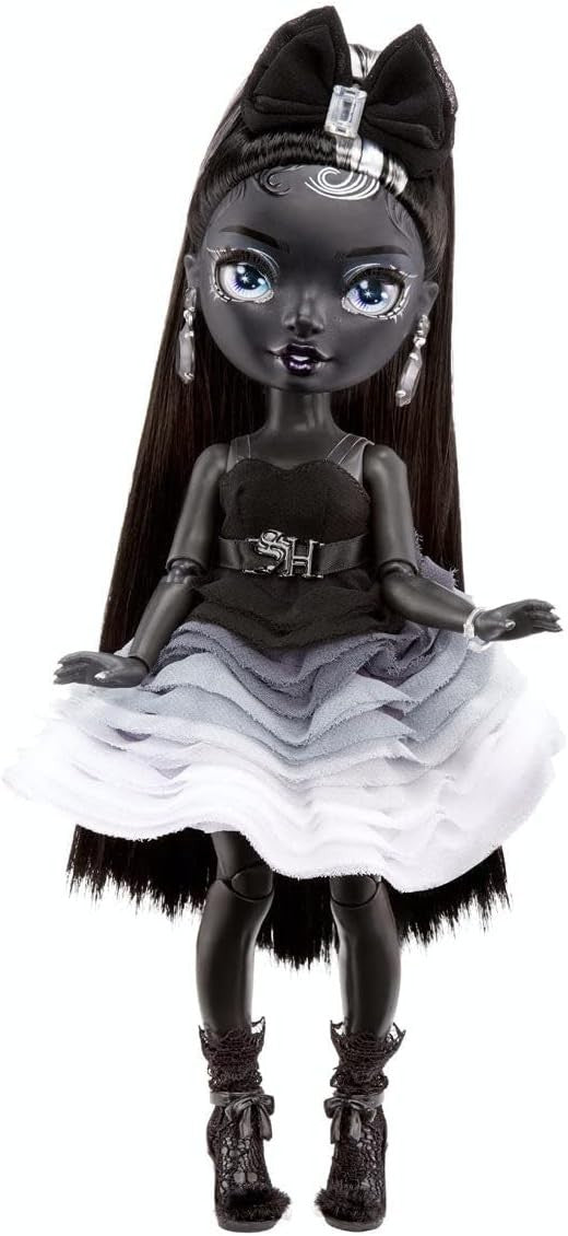 Greyscale Fashion Doll Two Outfits Black Hair Accessories Stand