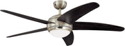 132CM Ceiling Fan, Satin Chrome, Wenge Blades, Opal Glass, Remote Control