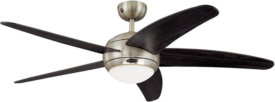 132CM Ceiling Fan, Satin Chrome, Wenge Blades, Opal Glass, Remote Control