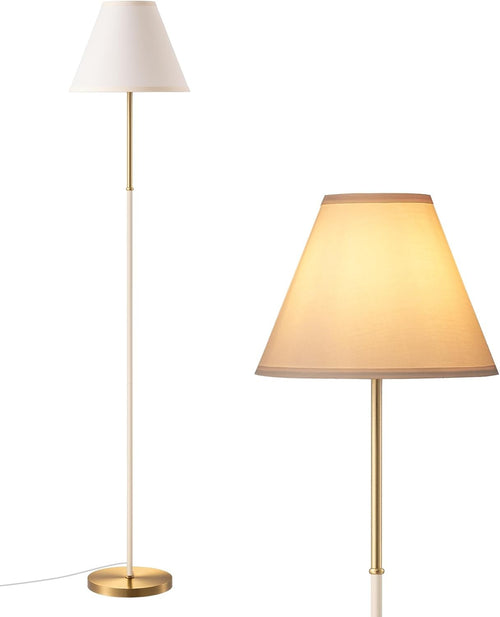 Retro Floor Lamp Linen Shade Tall Standing Light E27 Foot Switch Cream
