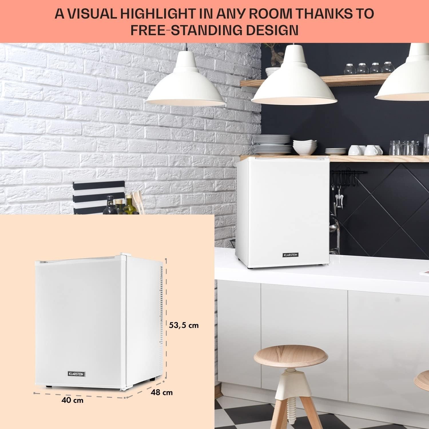 Compact 40L White Mini Fridge Tabletop Cooler for Home Office Room