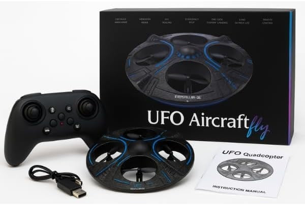 Black UFO Mini Drone for Kids 360° Stunts LED Remote Control Toy