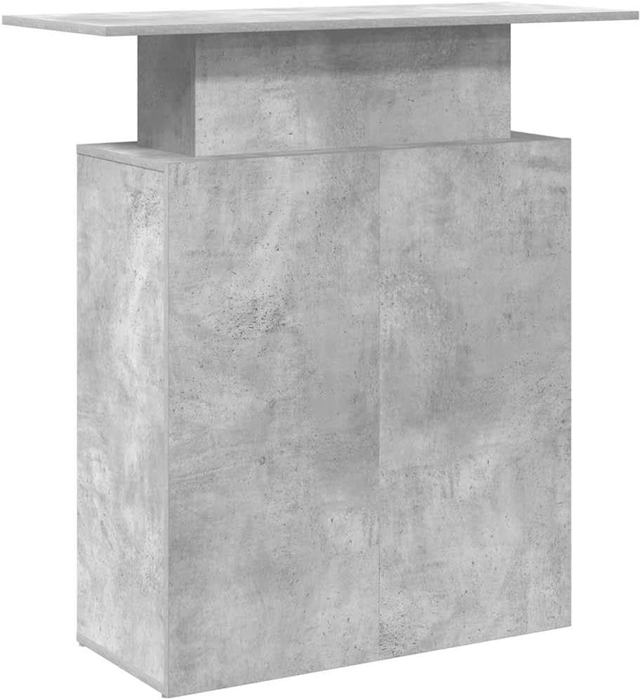 Concrete Grey Reception Desk 100x40x104cm Modern Counter with Storage Shelf