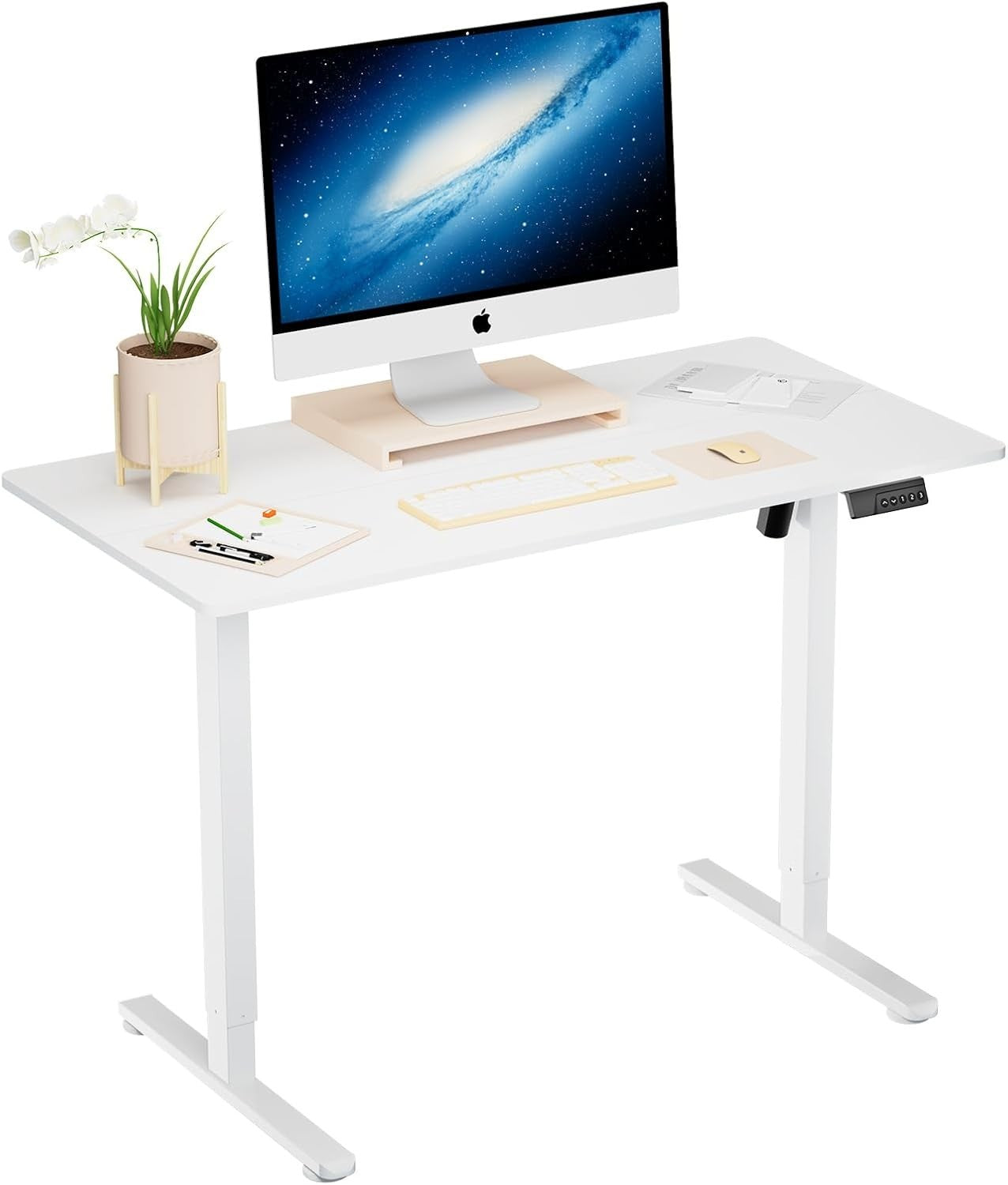 Electric Adjustable Standing Desk 120x60cm Smart Sit Stand Work Table White