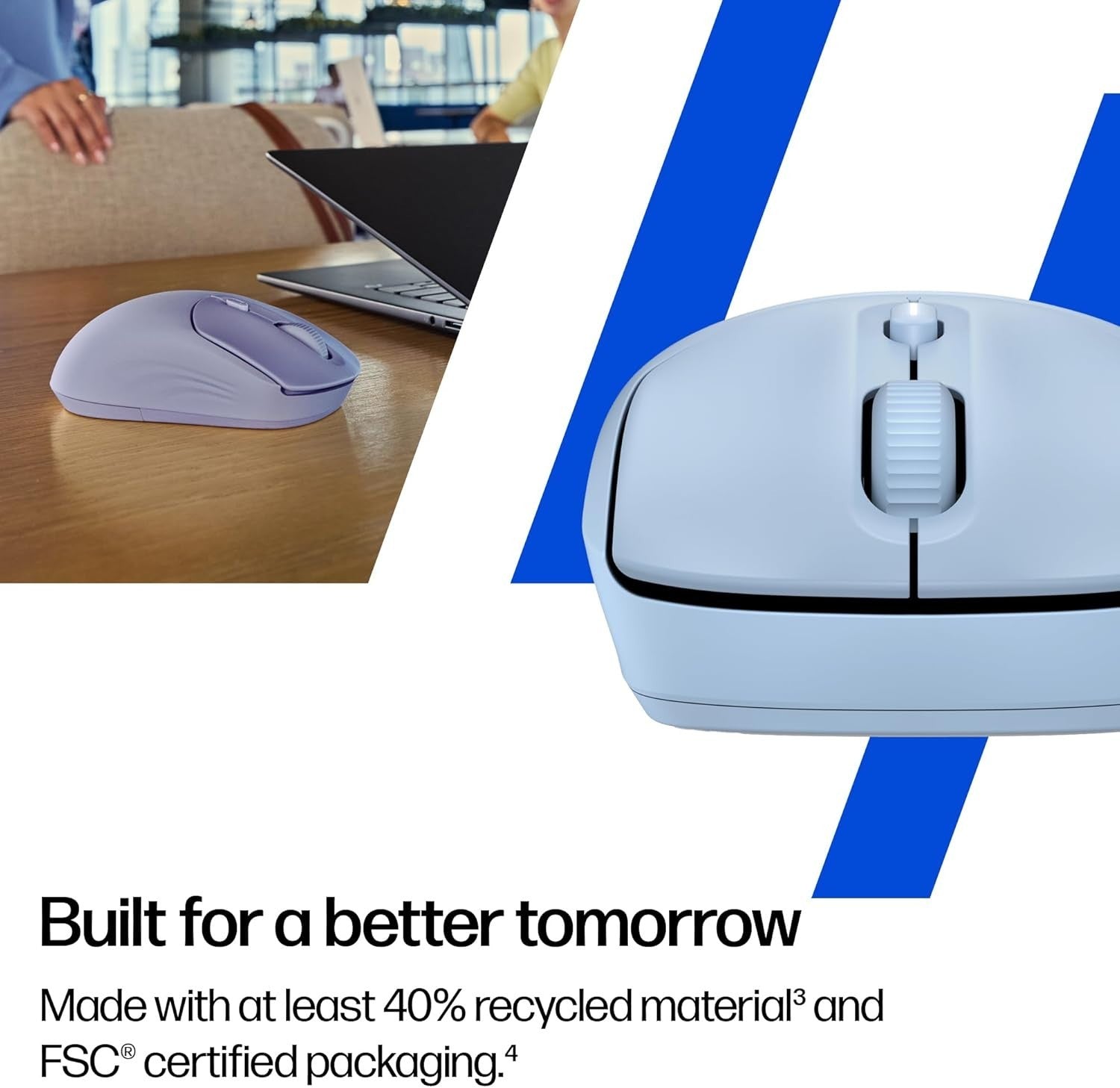 Blue Quiet Wireless Mouse Dual Bluetooth 6000 DPI Soft Touch Office Laptop