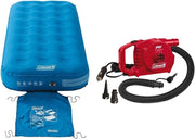 Inflatable Single Airbed Red Camping Mattress Flocked Durable w/ 12V Pump