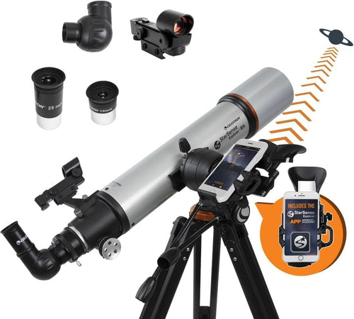 102mm Refractor Telescope with Smartphone App, Eyepieces & Mount, Silver