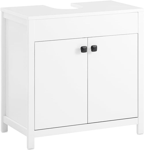 White Bathroom Vanity Cabinet 60cm Under Sink Storage Unit with Double Doors