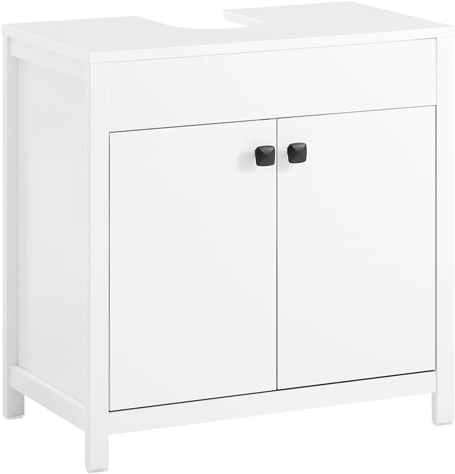 White Bathroom Vanity Cabinet 60cm Under Sink Storage Unit with Double Doors