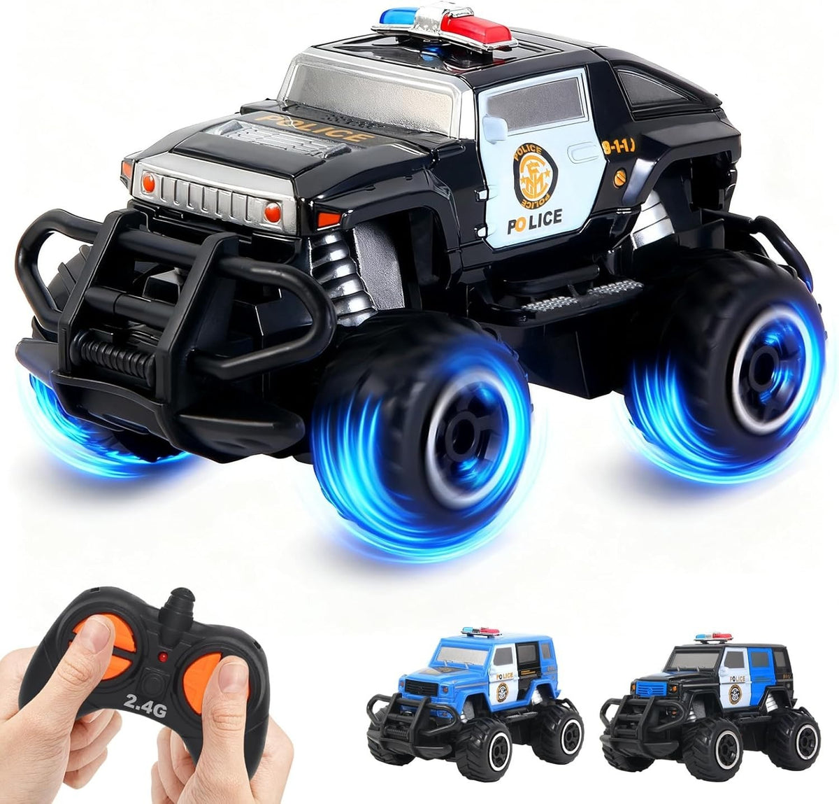 Mini Remote Control Police Car for Kids – Off-Road RC Car Toy, Black