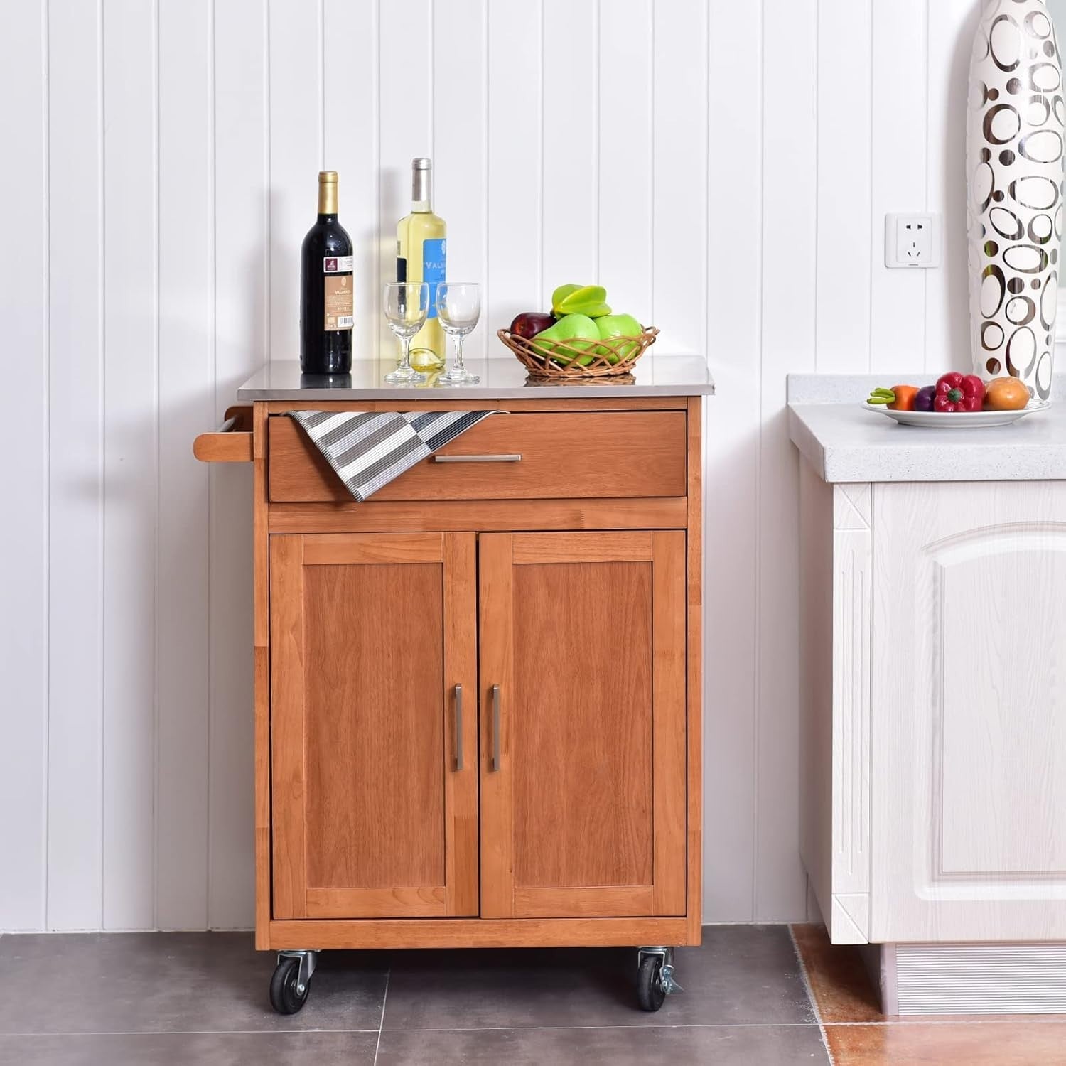 Stainless Steel Kitchen Island Cart 72cm Wheels