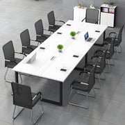 160cm White Office Conference Table w/ Cable Ports & Adjustable Feet