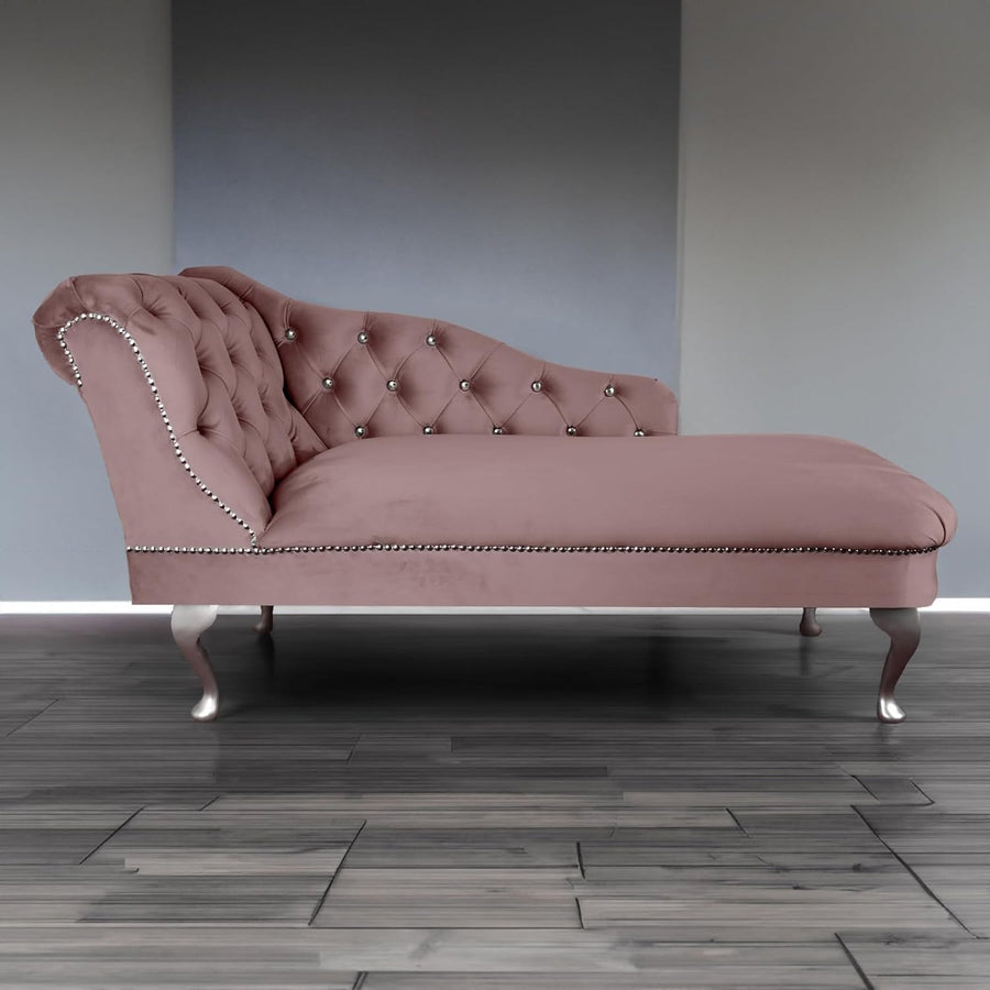 Tufted Heather Velvet Chaise Lounge Sofa Left Hand – Handmade, Compact & Elegant