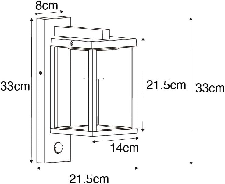 Outdoor Wall Light Rust Brown IP44 E27 Motion Sensor