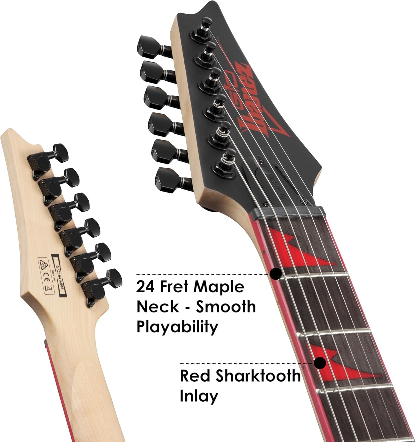 Electric Guitar Solid Body HSH Black Red Maple Neck Rock Metal