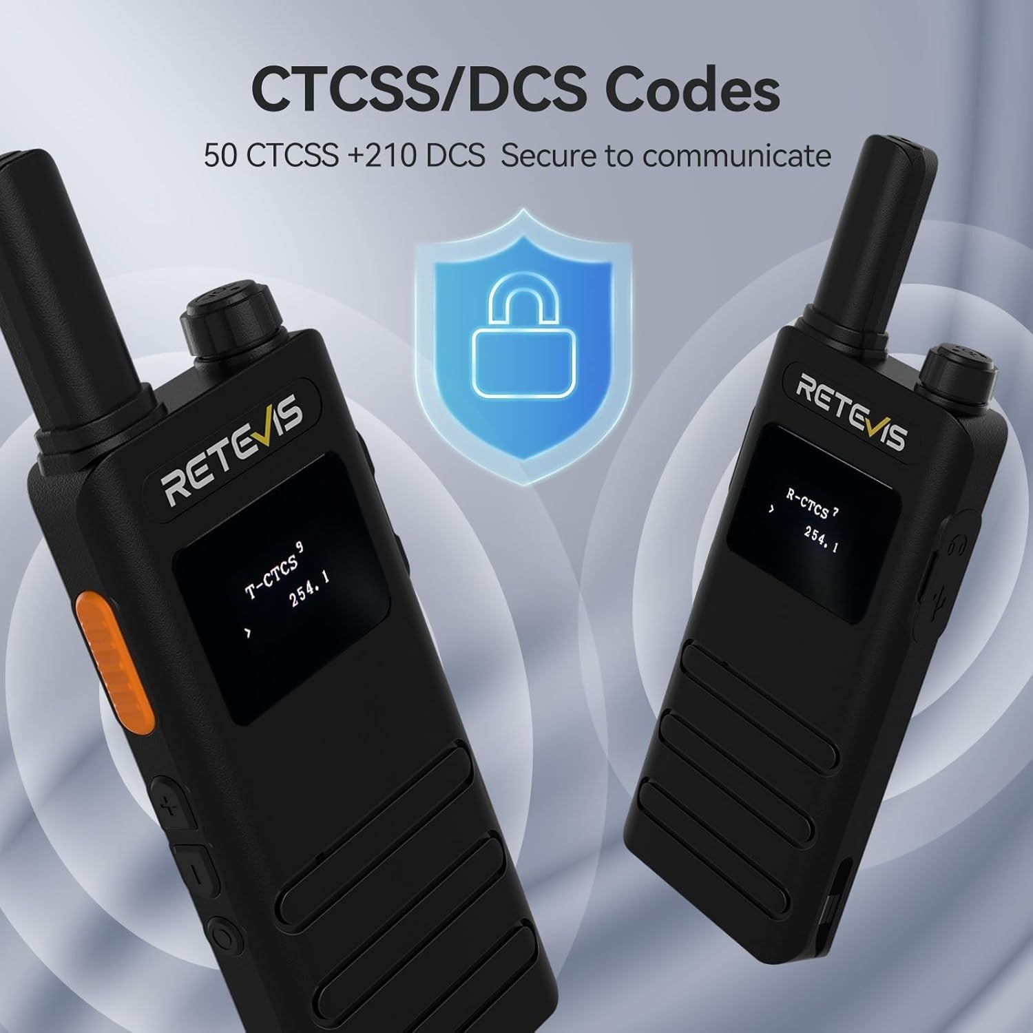 Slim Walkie Talkies 4 Pack LCD VOX USB-C Rechargeable w Earpiece