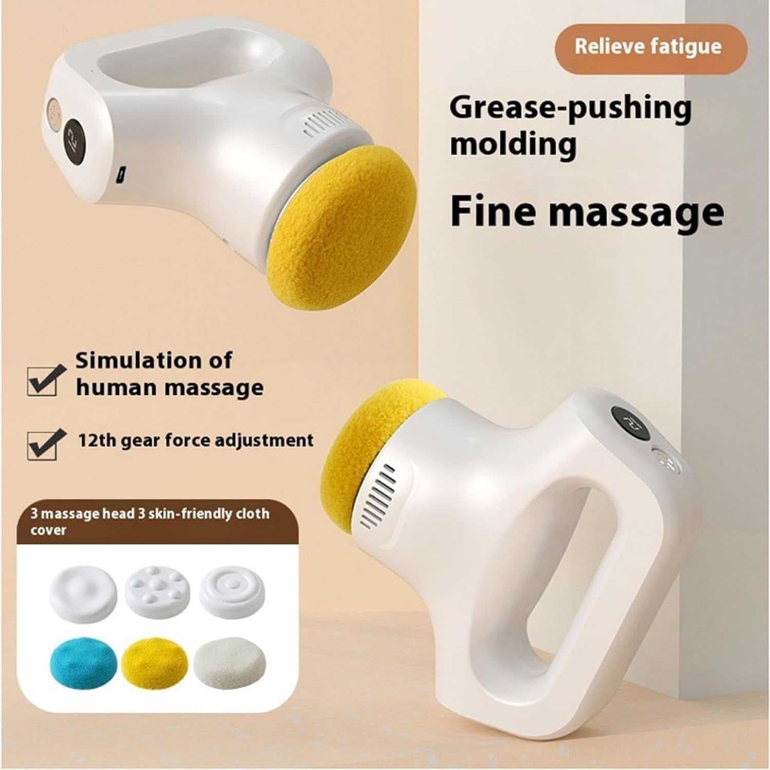 Deep Tissue Massage Gun Body Relief Percussion Massager Quiet 12 Speed White