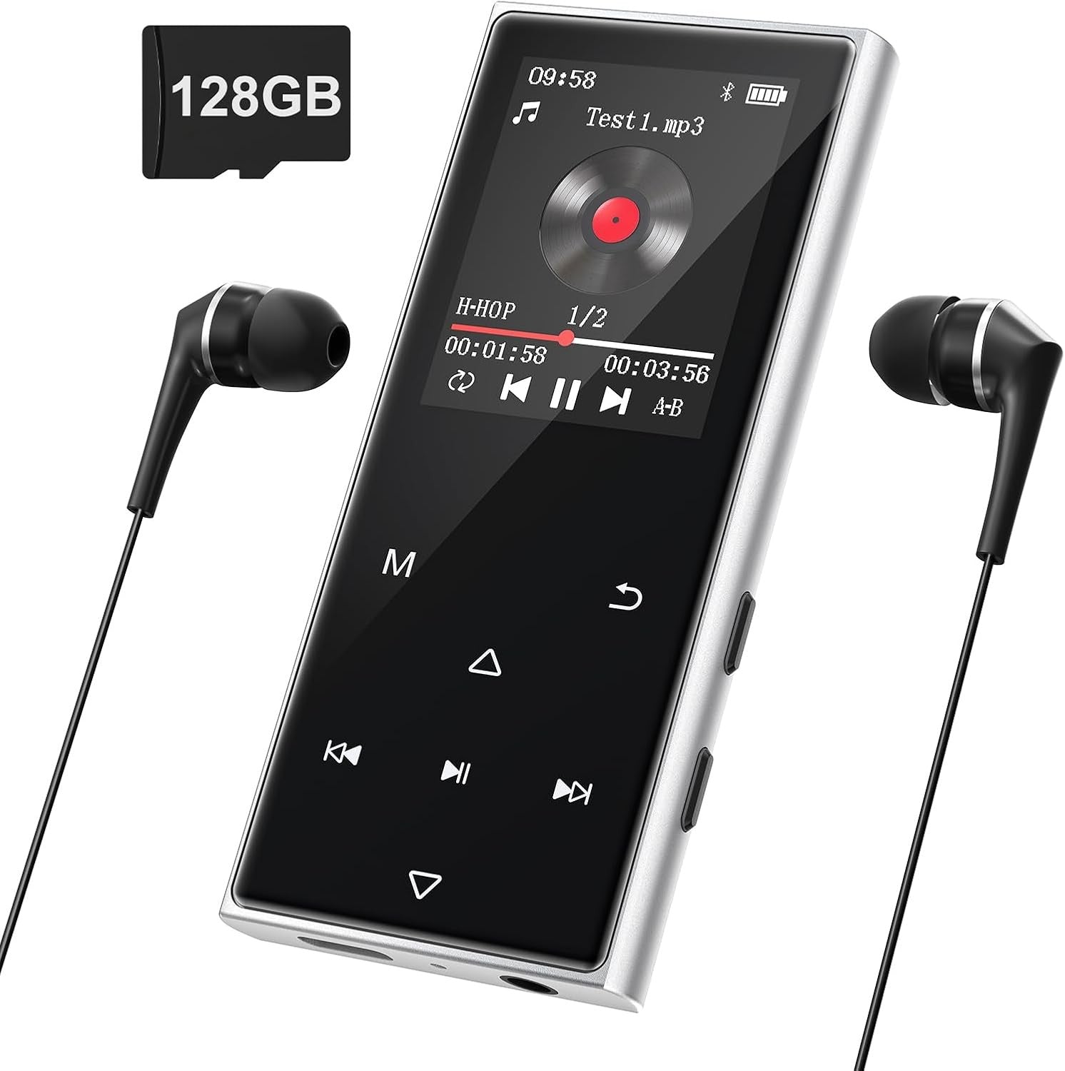 128GB MP3 Player Blue Bluetooth 5.3 HiFi Speaker FM Radio