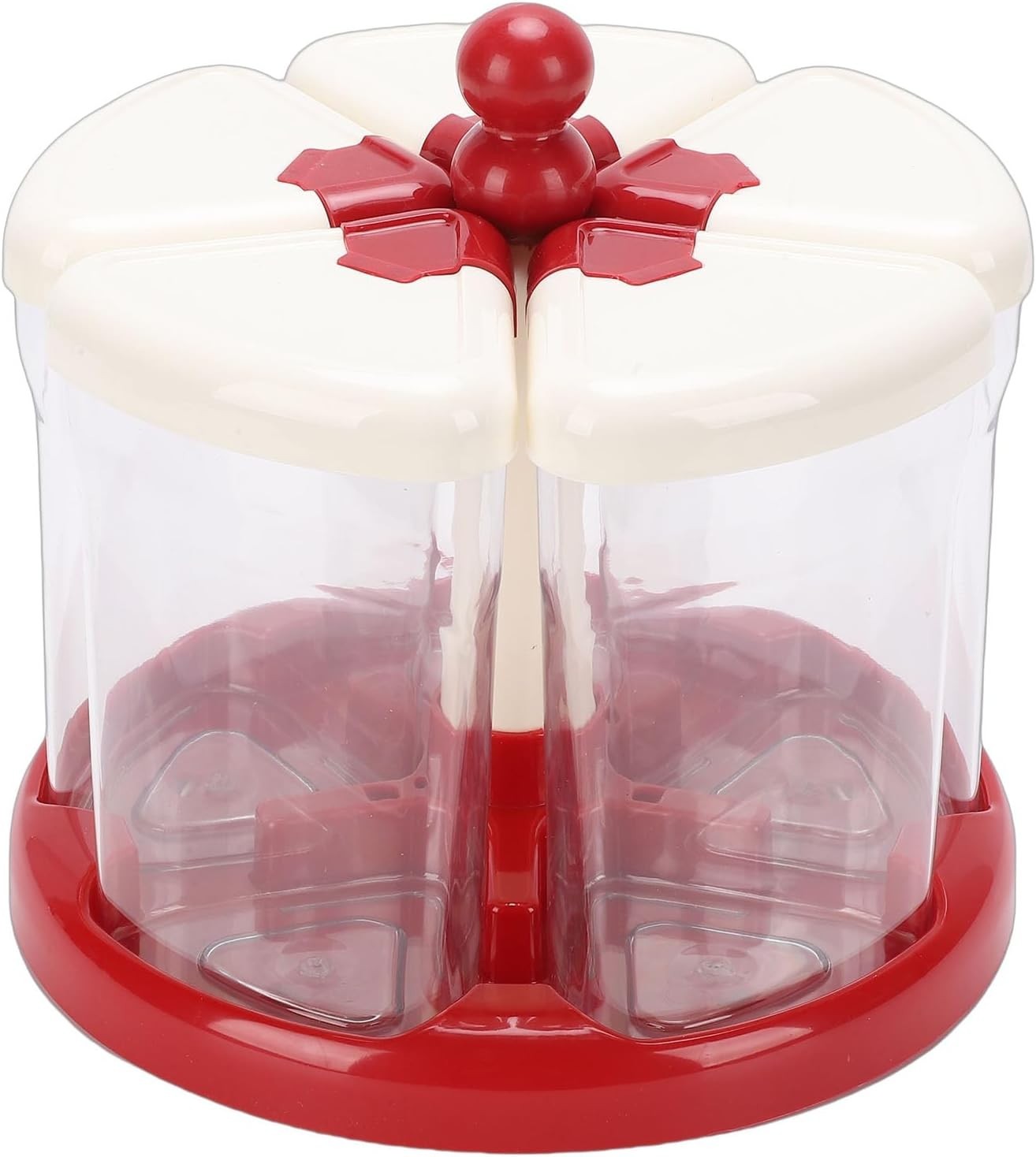 5 Grid Rotating Rice Dispenser Airtight Grain Storage Container Red