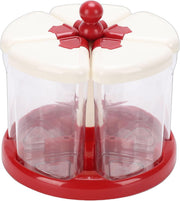 5 Grid Rotating Rice Dispenser Airtight Grain Storage Container Red