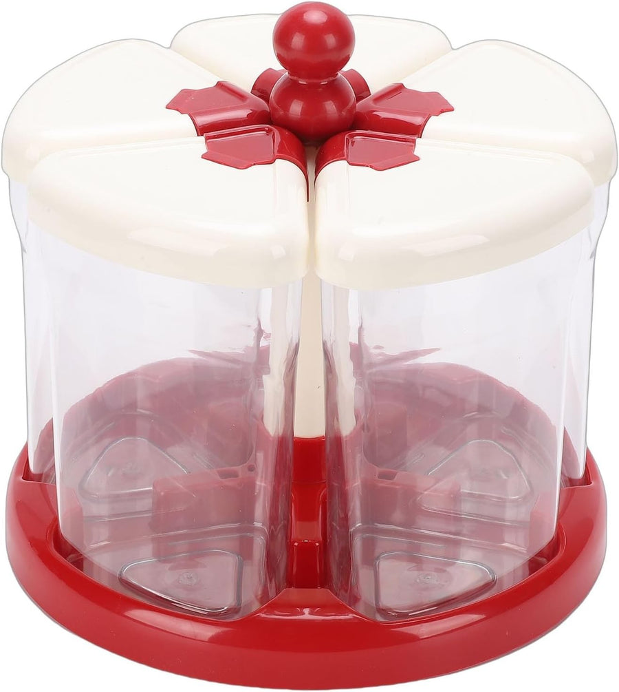 5 Grid Rotating Rice Dispenser Airtight Grain Storage Container Red