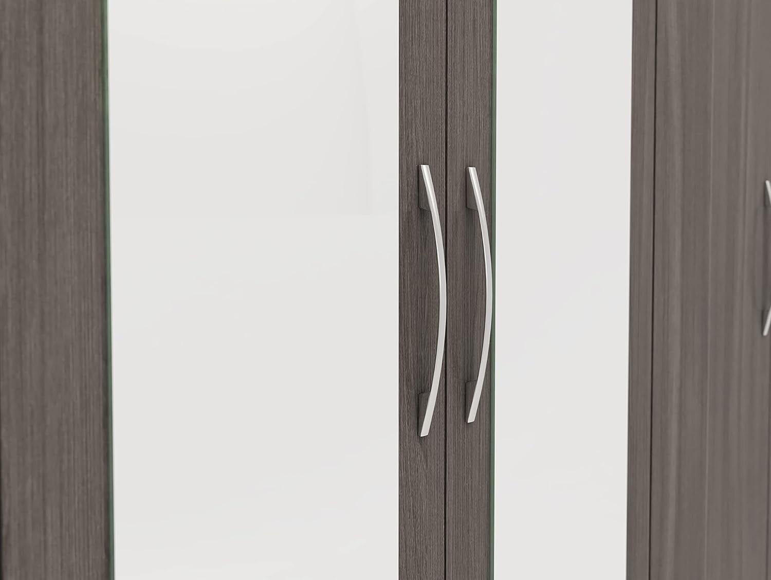 Large 6-Door Black Wood Wardrobe with Mirror & 2 Drawers | Durable Storage