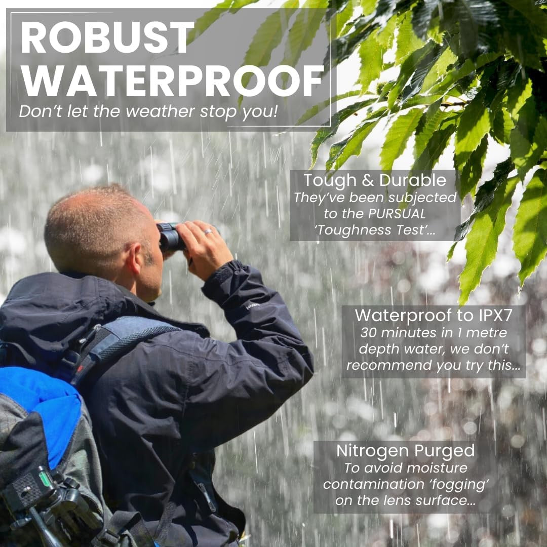 8x32 ED Compact Waterproof Binoculars High Power HD Optics for Hiking Bird Watch