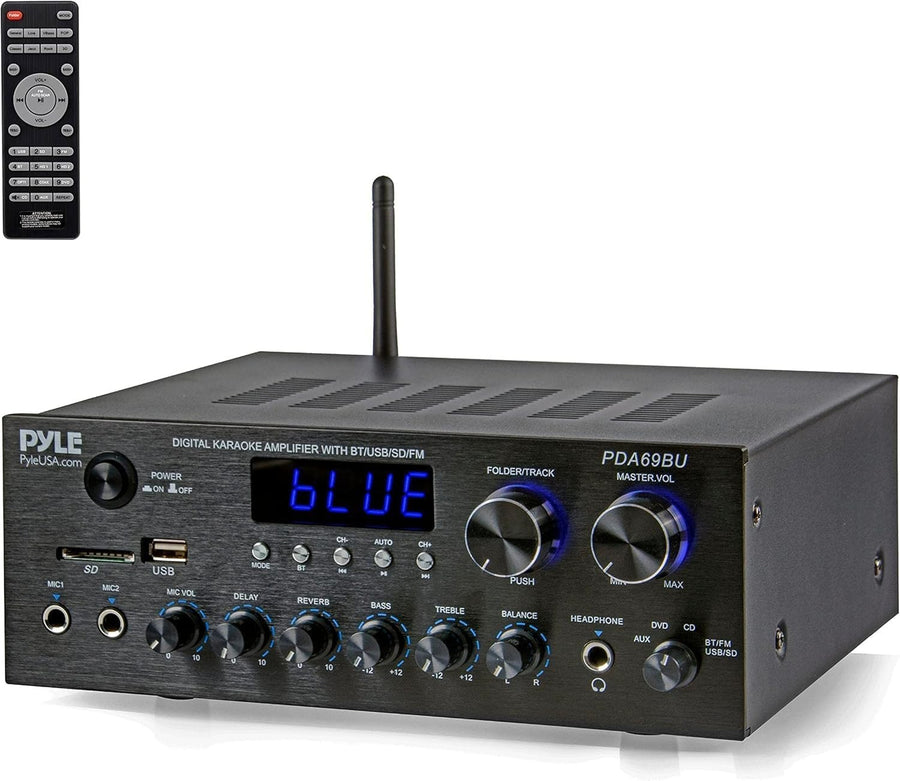 300W 2-Channel Bluetooth Stereo Amplifier Receiver AUX USB FM Mic Inputs