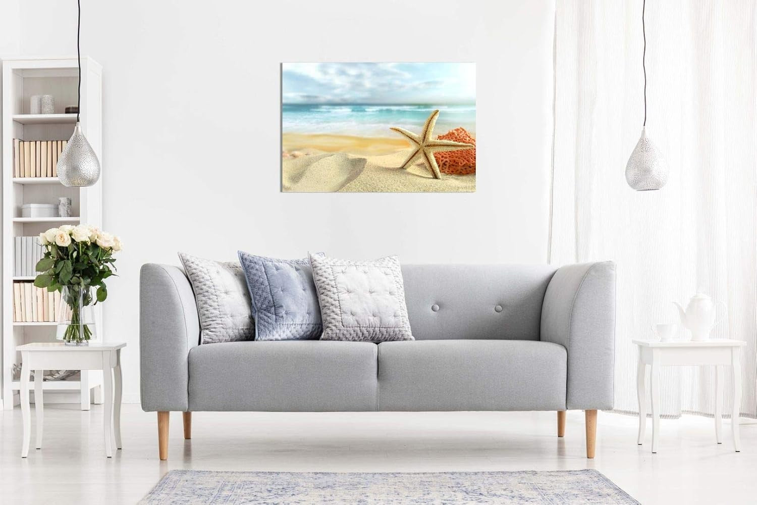 Large Beach Canvas Wall Art Starfish Ocean Seaside Living Room Decor 36x24