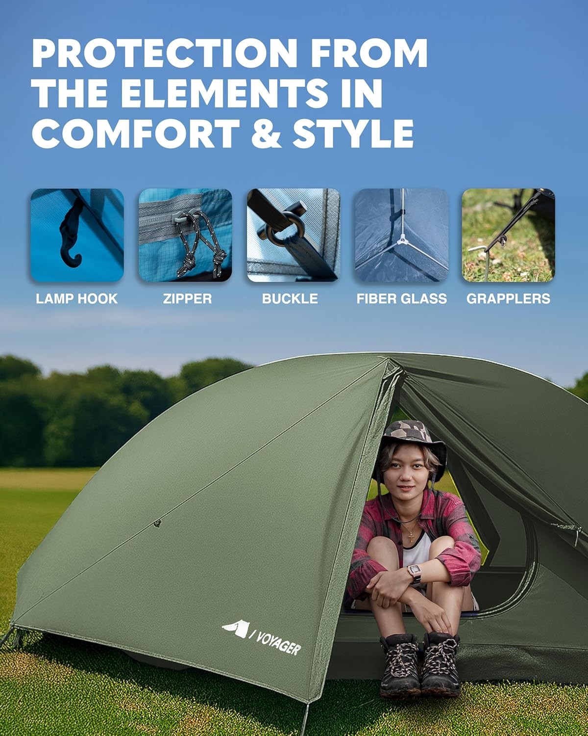2 Man Dome Camping Tent Waterproof Lightweight Hiking