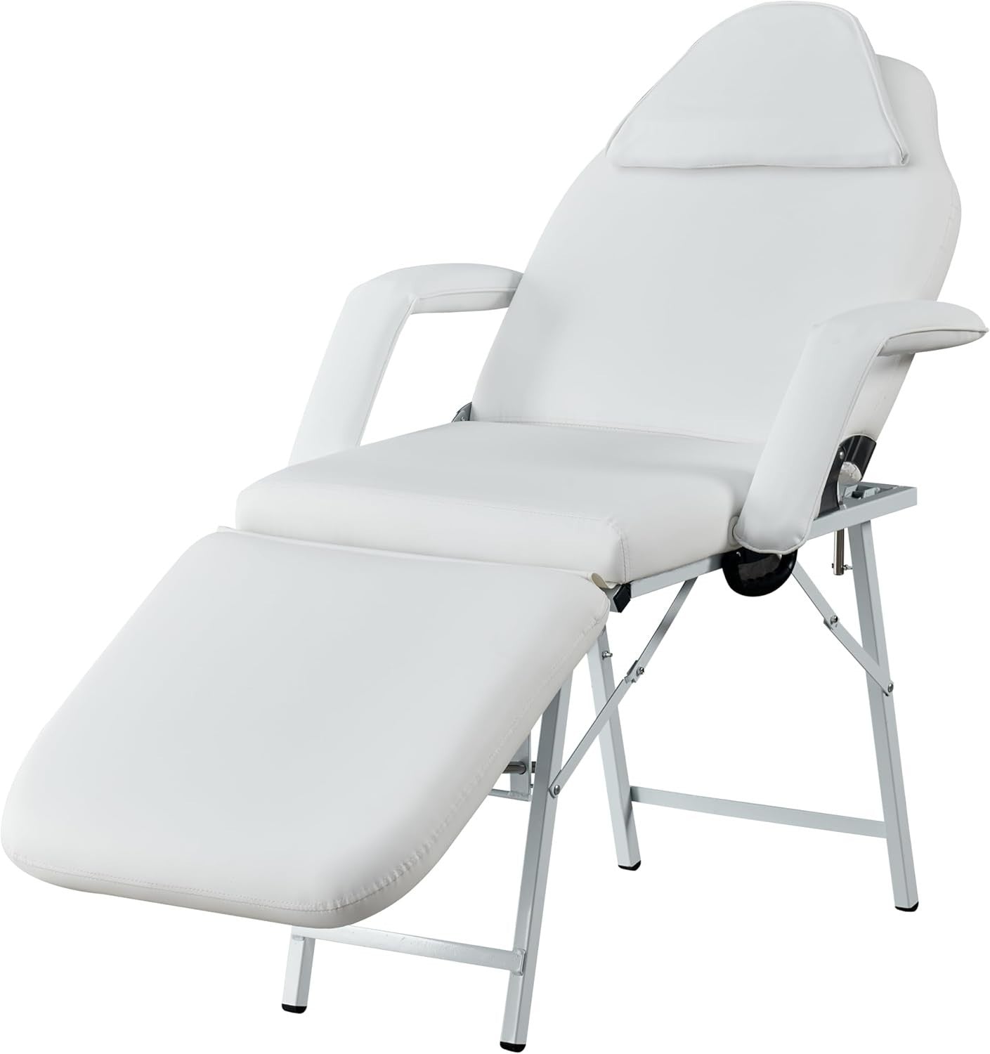 Portable 3-Section Folding Beauty Massage Bed w/ Head Cushion Carry Bag White