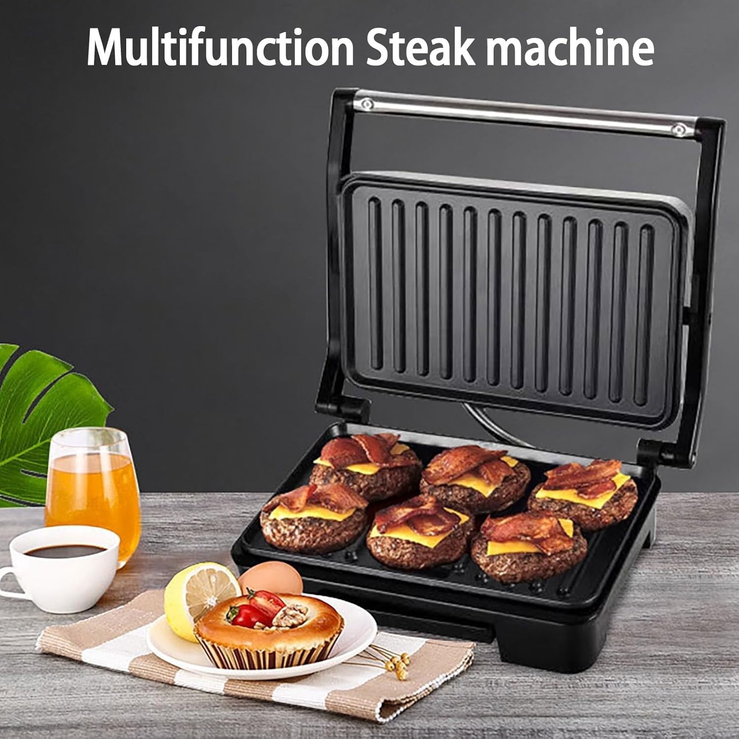 Electric Panini Press & Sandwich Maker Double-Sided Non-Stick Grill