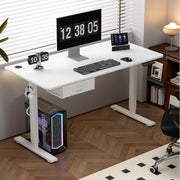 Electric Standing Desk 160x70cm w/Drawer, USB Port & Memory Control White