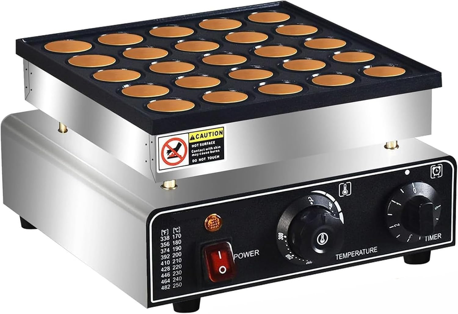 850W Mini Electric Pancake Maker 25-Hole NonStick Waffle Machine Adjustable Temp