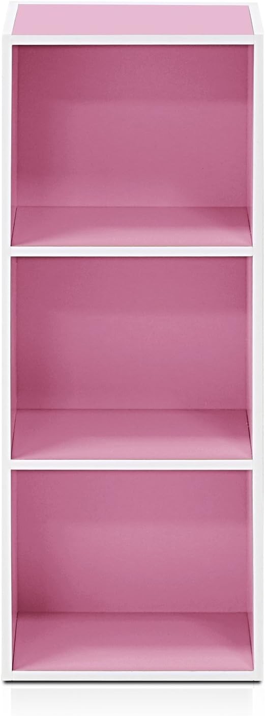 3 Cube Wooden Bookcase Small Storage Shelf Compact Organizer Bookshelf Pink