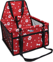 Dog Booster Car Seat Waterproof Foldable Travel Carrier Red Small