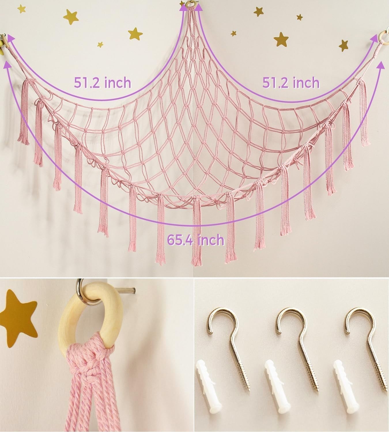 XL Toy Hammock Storage Net for Stuffed Animals – Cotton Wall Corner Holder