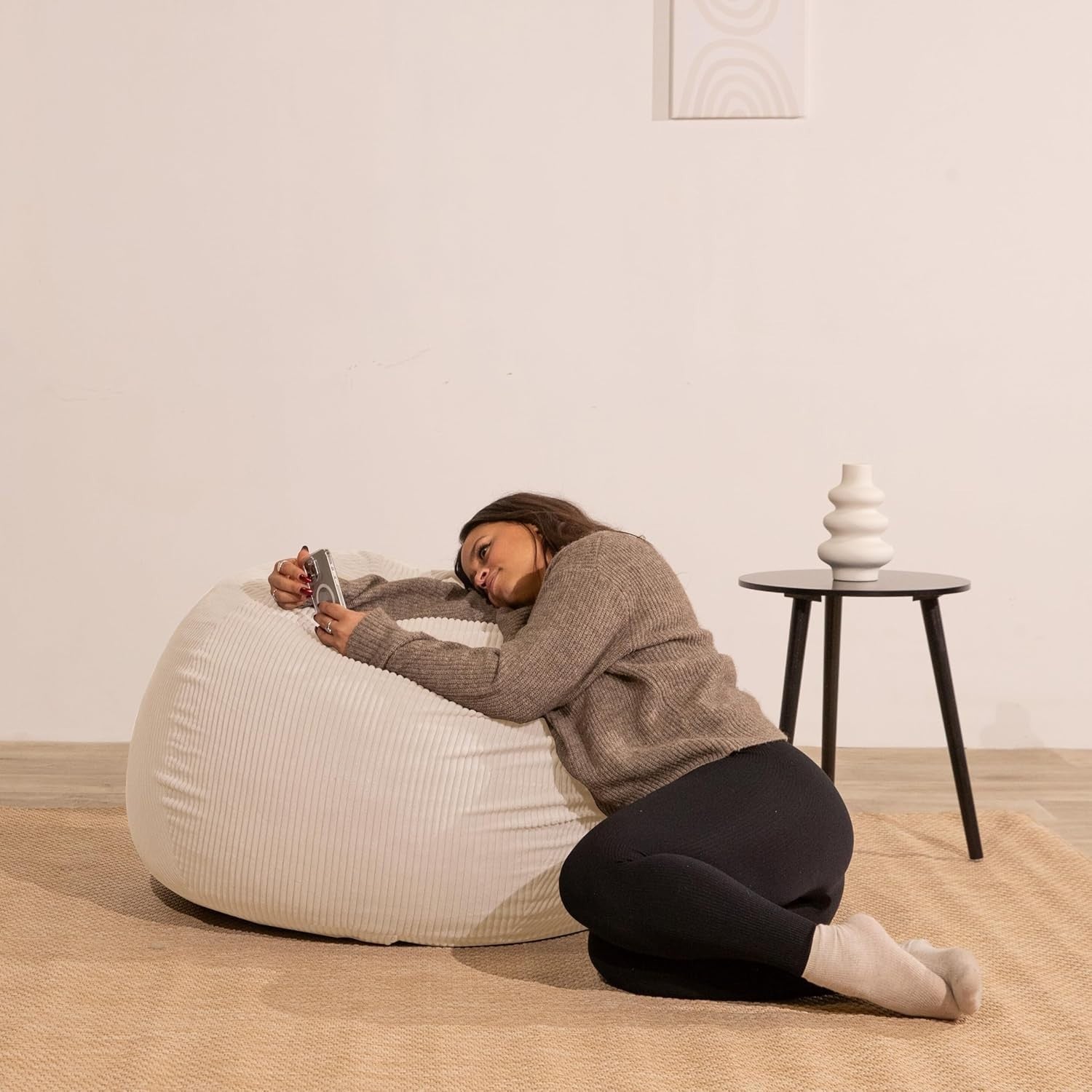 Comfortable Corduroy Bean Bag Chair for Kids & Adults with Washable Cover