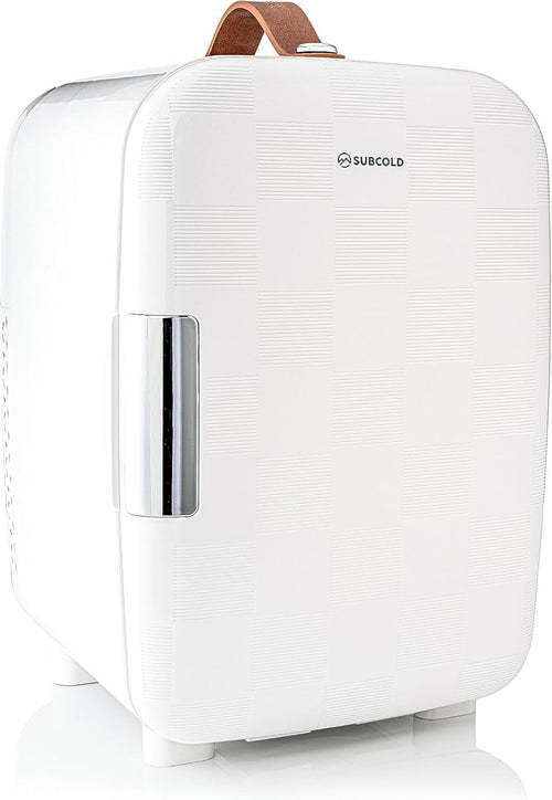 Mini Fridge 10L Portable Cooler AC/DC Compact Quiet Chequer White