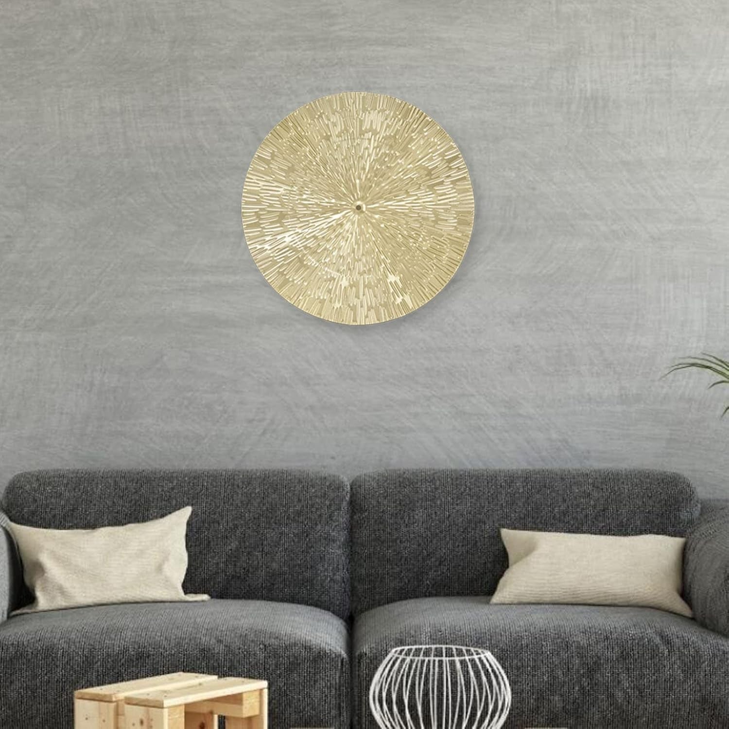 Gold Round Metal Wall Decor 3D Modern Art