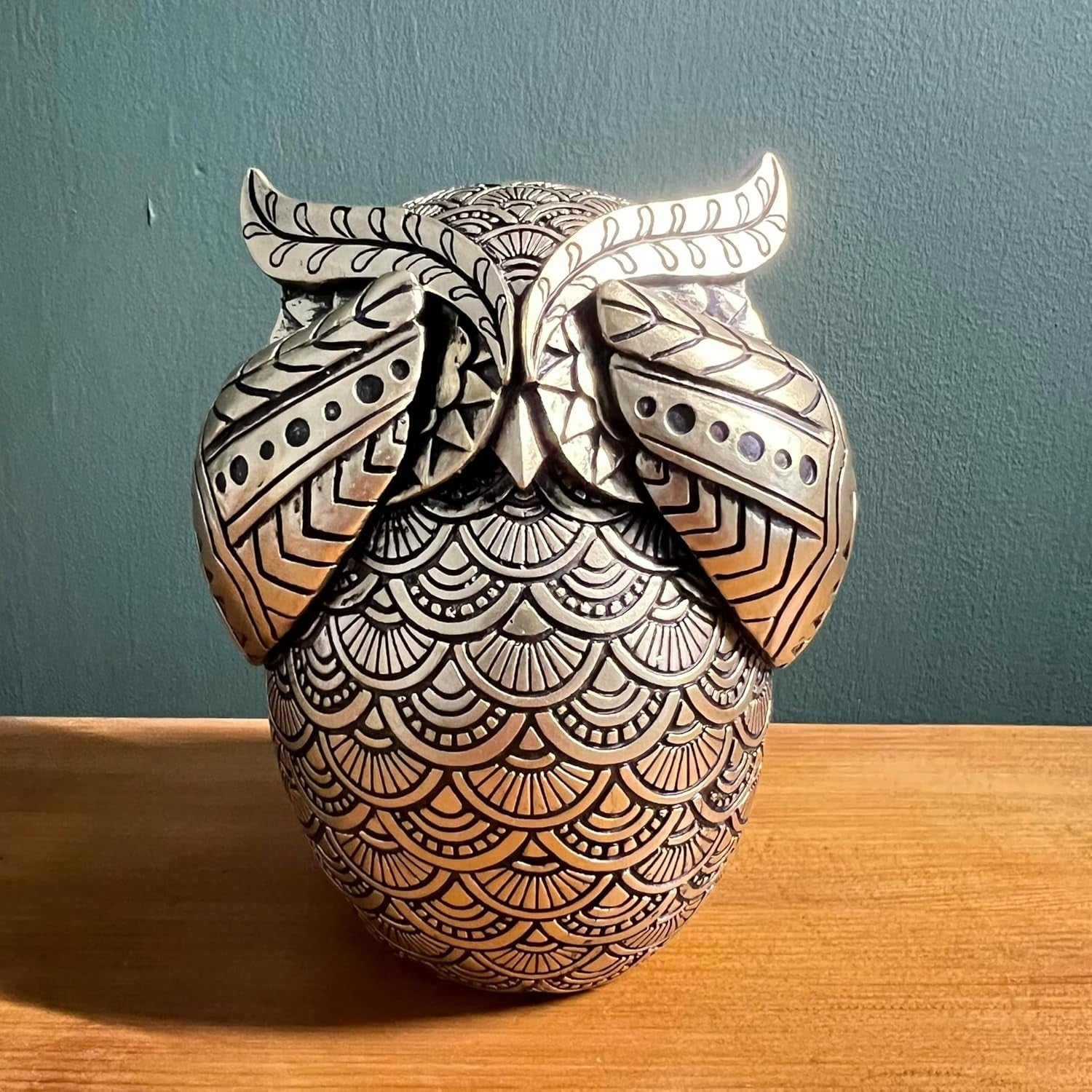 Gold Owl Ornament 13cm Polystone Figurine Elegant Home Decor Sculpture Gift