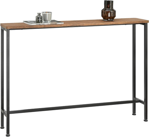 Slim Console Table 120x20x80cm with Adjustable Feet & Wood Effect Top