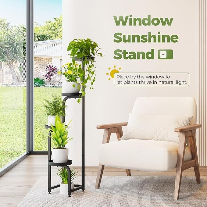 4 Tier Tall Metal Plant Stand Indoor Outdoor Black Flower Shelf Display Rack